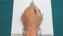 用手掌放在一张纸手绘黑暗特利迦奥特曼，画法简单有趣的走势图