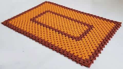 钩针编织地毯地垫教程,美观又大气的方形地毯,简单易学试试吧