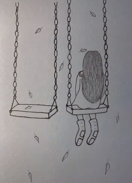 伤心孤独女孩简笔画图片