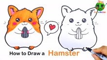 儿童简笔画抱着吃瓜子的可爱仓鼠 How to Draw a cute Hamster