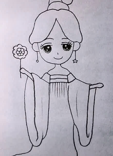 古装可爱的小公主简笔画