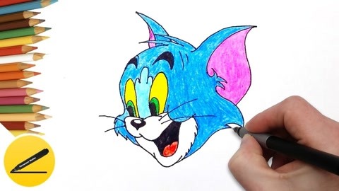 汤姆猫简笔画彩色图片