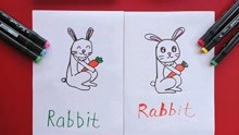 [图]用字母R画Rabbit兔子，26字母简笔画，绘画英语单词一学就会