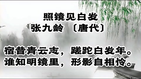 唐诗鉴赏 张九龄 照镜见白发