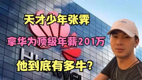 天才少年张霁:三本出身,却拿华为顶级年薪201万,他到底有多牛?