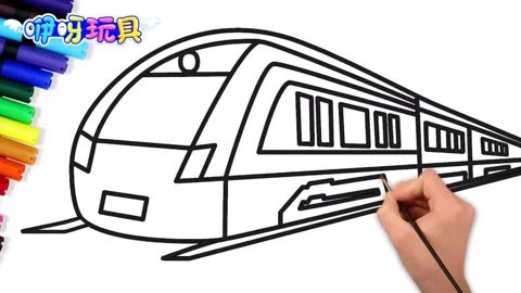 儿童简笔画:绘制一辆行驶中的高铁列车,舒适又便捷的交通工具