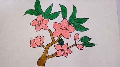桃花树简笔画漂亮图片