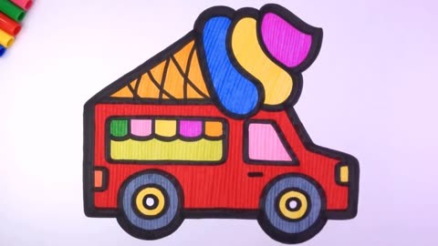 冰淇淋车卡通简笔画图片