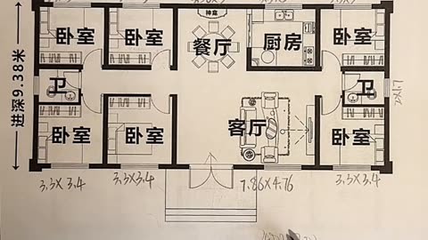 农村实用自建一层平房设计图