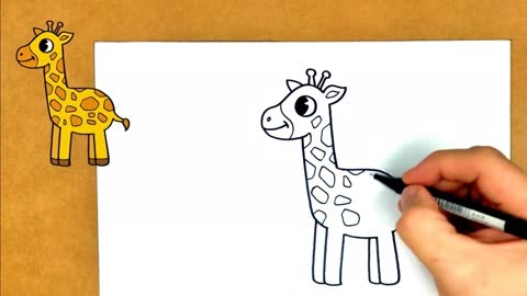 长颈鹿简笔画 上色图片
