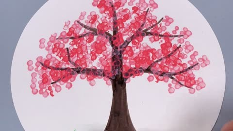 简单的春天樱花主题画和孩子画起来吧!